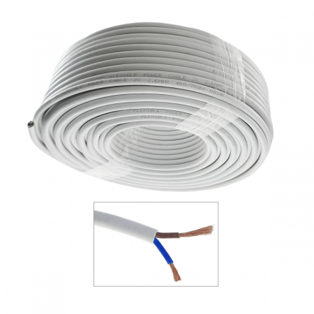 Rola cablu electric MYYM, 2 x 2.5 mmp, din cupru, 100m, CEMYYM-2-2.5MM-WH, 2C, 300/500V, alb [2]