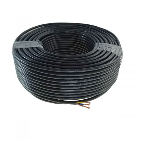 Cabluri alimentare curent - Rola cablu electric MYYM, 3 x 1.5 mmp, 100m, din cupru, CEMYYM-3-1.5MM-BK, 3C, 300/500V, negru