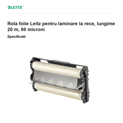 Rola folie Leitz pentru laminare la rece, lungime 20 m, 80 microni [2]
