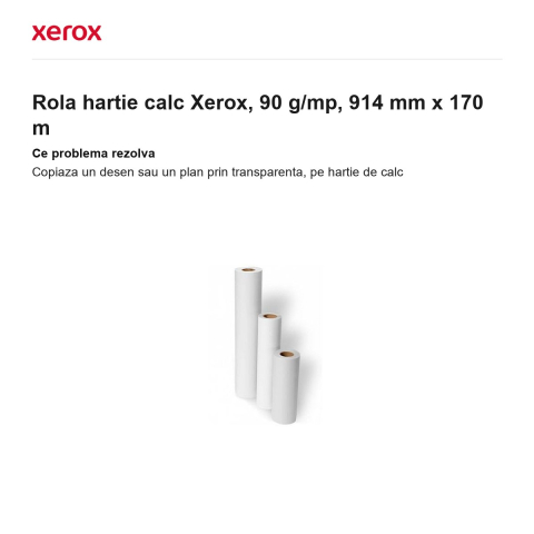 Rola hartie calc Xerox, 90 g/mp, 914 mm x 170 m [1]