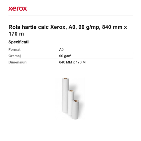 Rola hartie calc Xerox, A0, 90 g/mp, 840 mm x 170 m [2]
