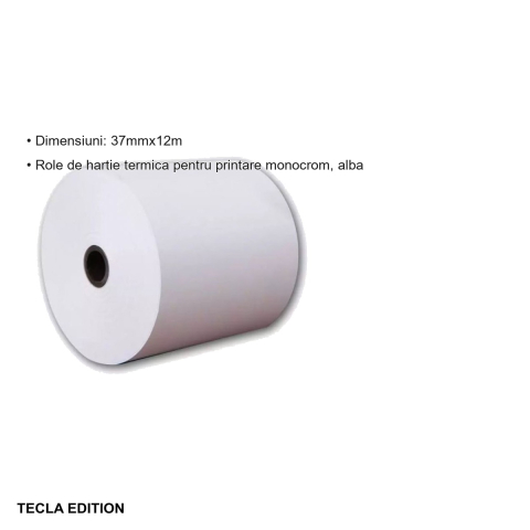 Rola hartie termica 37mm x 12m Tecla Edition, alba, pentru case de marcat si imprimante termice [2]