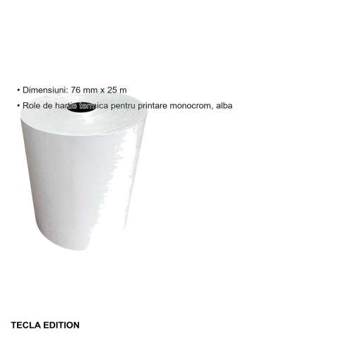 Rola hartie termica 76mm x 25m Tecla Edition, pentru case de marcat si imprimante termice [2]