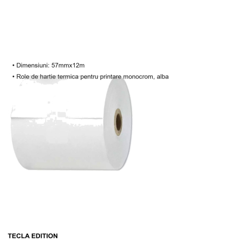 Rola hartie termica Tecla Edition, 57mm x 12m, pentru case de marcat si terminale POS [2]