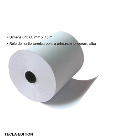 Rola hartie termica Tecla Edition, 80 mm x 75 m, pentru case marcat si imprimante termice [2]