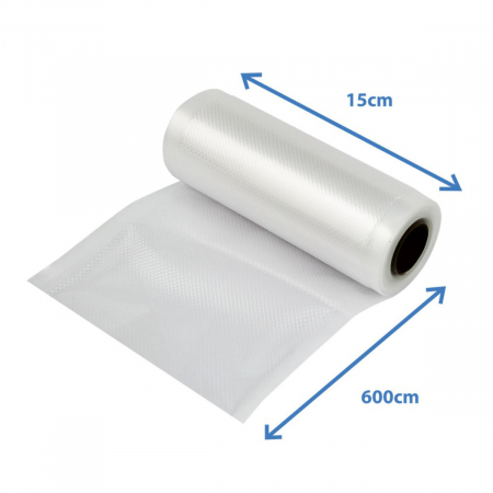 Rola pungi de vidat gofrate, 15 x 600 cm, fara BPA, rezistente, grosime 100 μm / 330 μm, pentru orice aparat de vidat alimente, ES-96527, transparenta [1]