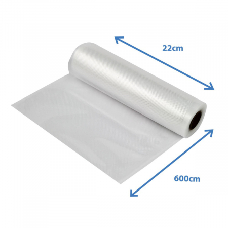 Rola pungi de vidat gofrate, 22 x 600 cm, fara BPA, rezistente, grosime 100 μm / 330 μm, pentru orice aparat de vidat alimente, ES-96525, transparenta [1]