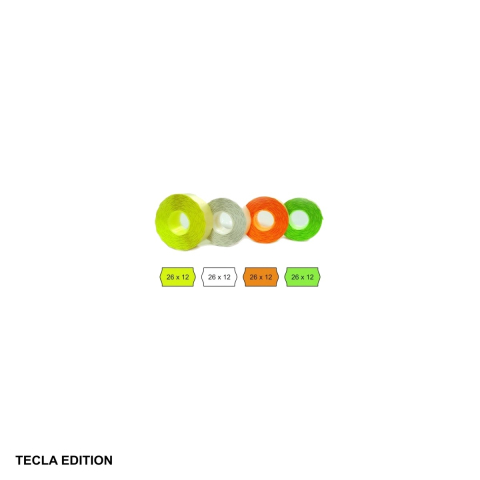 Etichete de pret si role autoadezive - Role de pret portocalii Tecla Edition 26x12 mm, 1500 etichete pe rola, pentru etichetare rapida produse
