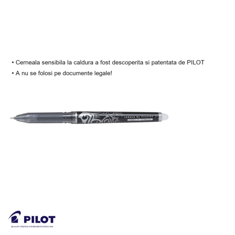 Roller 0.5mm negru Pilot FriXion Point, cerneala termosensibila, pentru scris si sters [2]