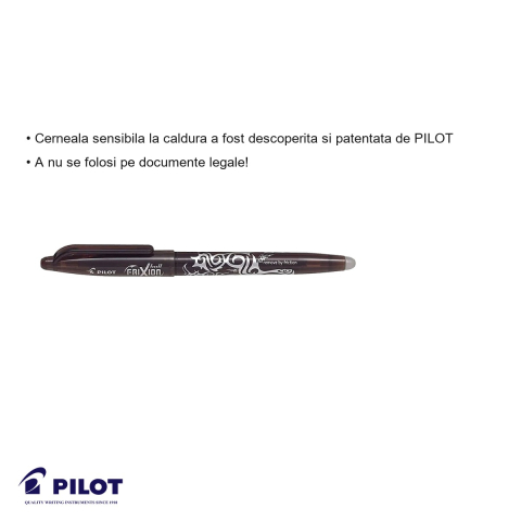 Roller 0.7mm maro Pilot FriXion Ball, cerneala termosensibila, stergere fara deteriorarea hartiei [2]