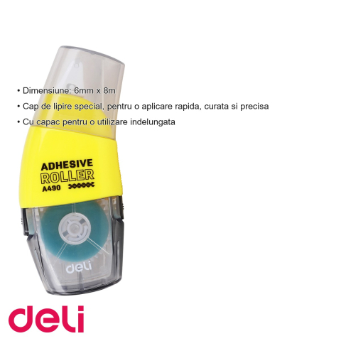 Roller adeziv permanent Deli, 6mm x 8m, aplicare rapida si precisa, pentru birou si acasa [2]