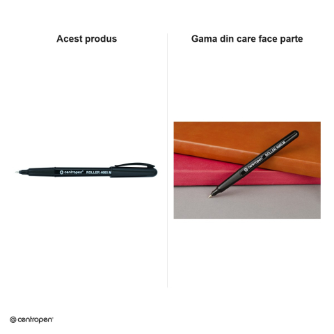 Roller Centropen 4665 M cu capac, varf metalic 0.6 mm, negru [5]