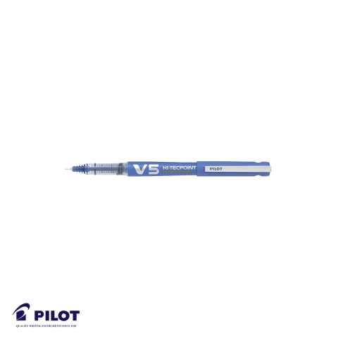 Birotica papetarie - Roller cu cerneala lichida Pilot V5 Hi-Tecpoint 0.5mm, scriere fina si precisa, albastru