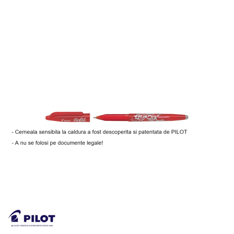 Roller cu cerneala termosensibila Pilot FriXion Ball 0.7mm, scriere rosie, stergere fara deteriorarea hartiei [1]