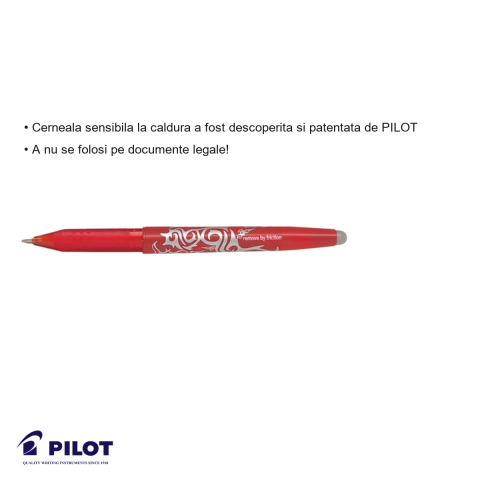 Roller cu cerneala termosensibila Pilot FriXion Ball 0.7mm, scriere rosie, stergere fara deteriorarea hartiei [2]