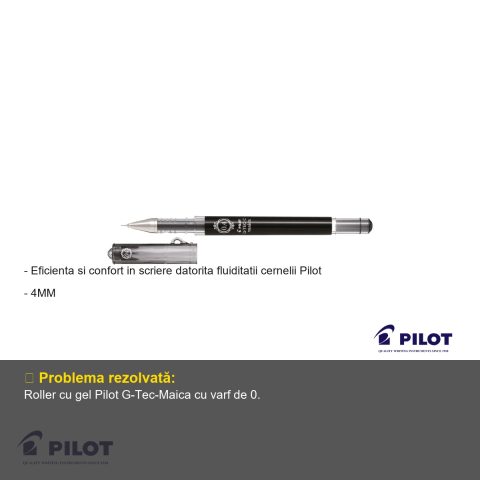 Roller cu gel 0.4mm Pilot G-Tec-Maica negru, design elegant cu imitatie diamant, pentru scris zi de zi [1]