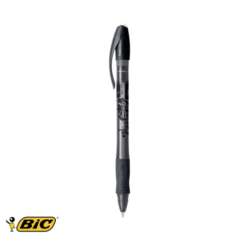 Birotica papetarie - Roller cu gel Bic Gel-ocity Illusion, cerneala termosensibila stergibila, varf 0.7 mm, negru, pentru scris si corectat