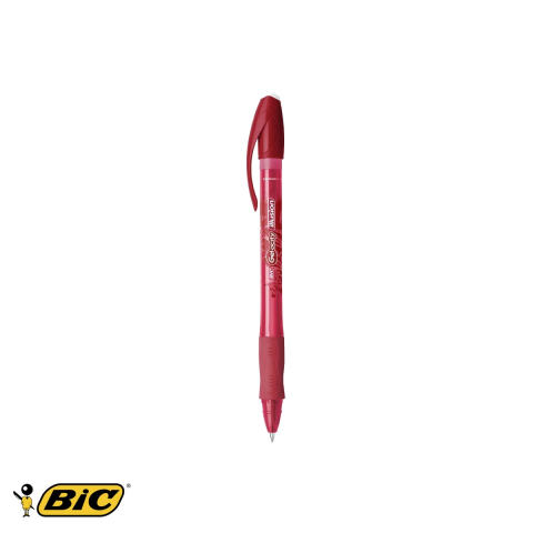 Birotica papetarie - Roller cu gel BIC Gel-ocity Illusion, varf 0.7 mm, cerneala rosie termosensibila stergibila, pentru scris si corectare
