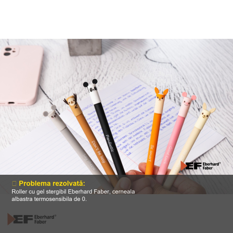 ROLLER 0.7 MM ALBASTRU ERASABLE LENES EBERHARD FABER [3]