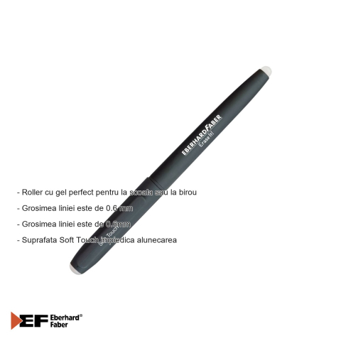 Roller cu gel Eberhard Faber Erase It!, cerneala stergabila, linie 0.6 mm, negru, pentru scoala si birou [1]