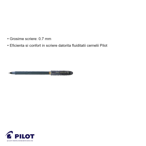 Roller cu gel negru Pilot Super Gel 0.7mm, scriere fluida, pentru birou si scoala [2]