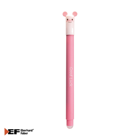 Birotica papetarie - Roller cu gel stergibil Eberhard Faber Animal Erase It, motiv purcelus, cerneala albastra 0.7 mm, pentru scoala si birou