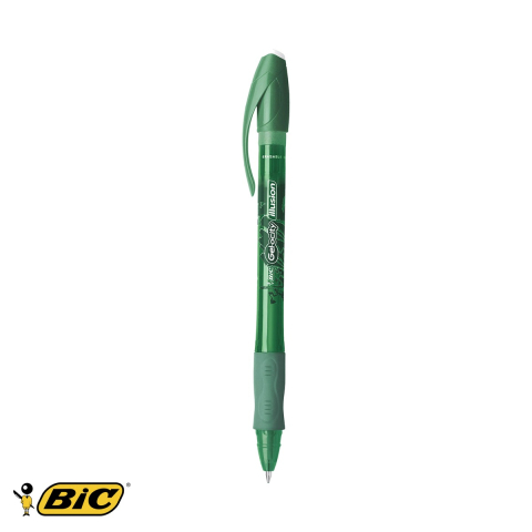 Birotica papetarie - Roller cu gel verde Bic Gel-ocity Illusion, varf 0.7mm, cerneala termosensibila stersa, pentru birou si scoala