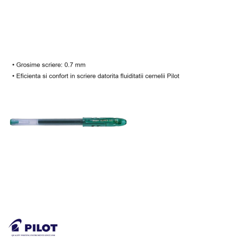 Roller cu gel verde Pilot Super Gel 0.7 mm, scriere fluida, pentru birou si scoala [2]