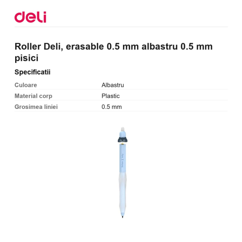 Roller Deli, erasable 0.5 mm albastru 0.5 mm pisici [2]
