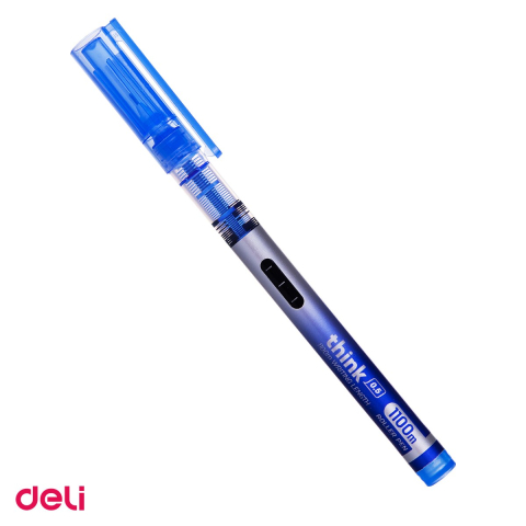 Rollere - Roller Deli Free Ink, 0.5 mm needle albastru think