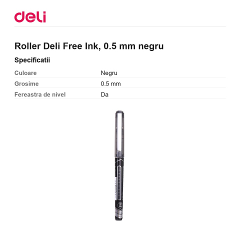 Roller Deli Free Ink, 0.5 mm negru [2]