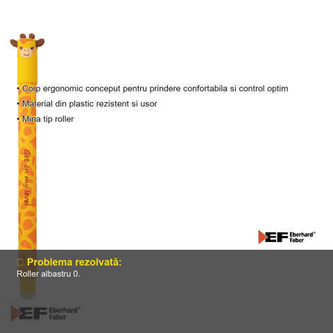 Roller erasable 0.7 mm albastru Eberhard Faber, cerneala termosensibila stergibila, model girafa, pentru scoala [2]