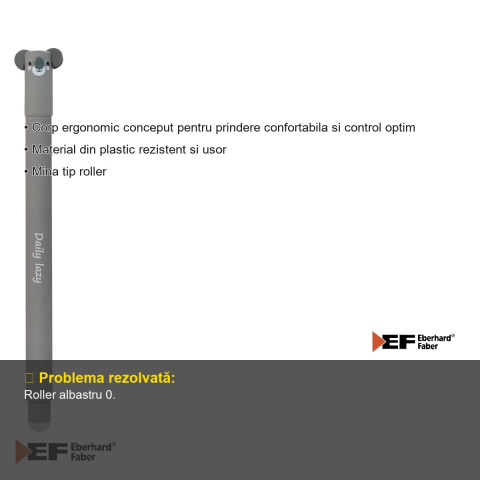 Roller erasable 0.7 mm albastru Eberhard Faber Koala, cerneala termosensibila, pentru scoala [2]