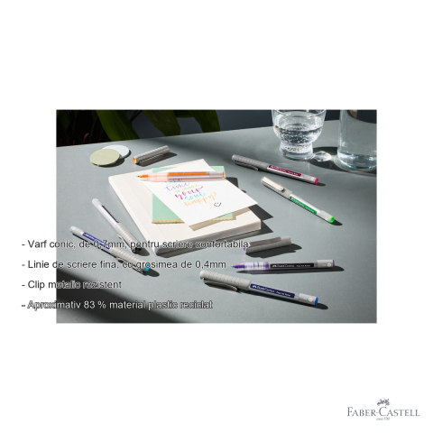 Roller Faber-Castell Free Ink 0.7mm, varf conic, cerneala visinie, scriere fina si confortabila [1]