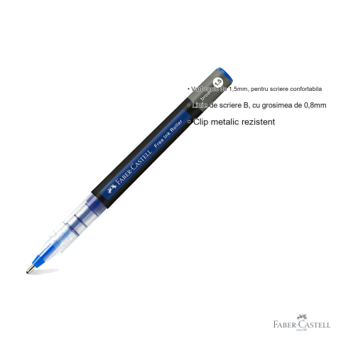 Roller Faber-Castell Free Ink albastru, varf conic 1.5mm, scriere fluida si confortabila [2]