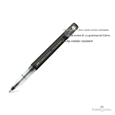 Roller Faber-Castell Free Ink negru, varf conic 1.5mm, scriere fluida tip B, pentru birou si uz profesional [2]