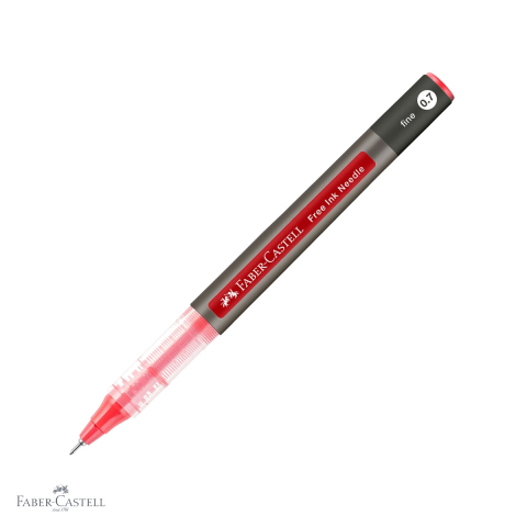 Rollere - Roller Faber-Castell Free Ink, varf ac 0.7mm, cerneala rosie, scriere fina pentru birou si scoala