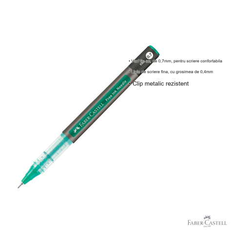 Roller Faber-Castell Free Ink, varf ac 0.7mm, cerneala verde, scriere fina si confortabila [2]