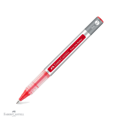 Rollere - Roller Faber-Castell Free Ink, varf conic 0.7mm, cerneala rosie, scriere fina pentru birou si scoala