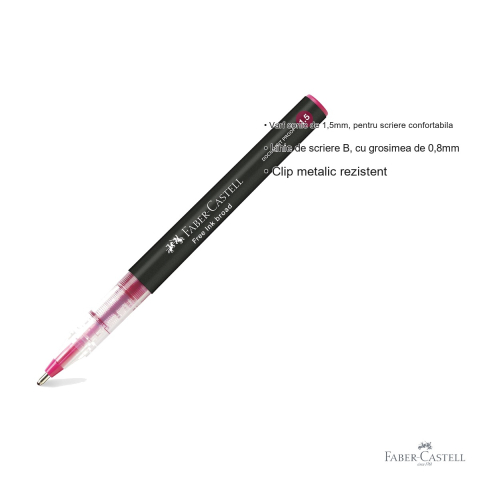 Roller Faber-Castell Free Ink, varf conic 1.5mm, cerneala visinie, scriere larga si confortabila [2]