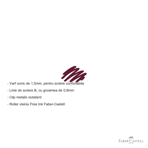 Roller Faber-Castell Free Ink, varf conic 1.5mm, cerneala visinie, scriere larga si confortabila [1]