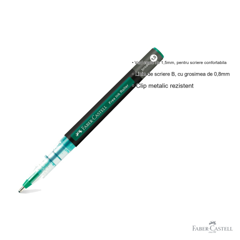 Roller Faber-Castell Free Ink verde, varf conic 1.5mm, scriere larga si fluida [2]