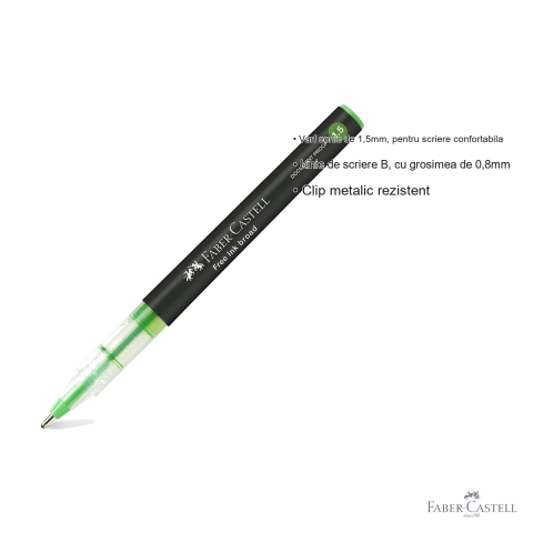 Roller Faber-Castell Free Ink vernil, varf conic 1.5mm, scriere larga tip B, pentru birou si scoala [2]