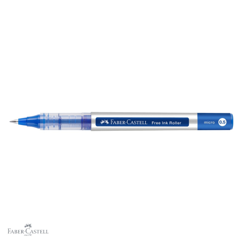 Roller Free Ink Faber-Castell, varf conic 0.5mm, linie extra fina 0.2mm, albastru, pentru scris profesional [3]