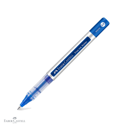 Rollere - Roller Free Ink Faber-Castell, varf conic 0.5mm, linie extra fina 0.2mm, albastru, pentru scris profesional