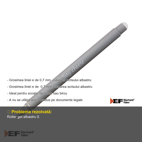 Roller gel erasable Eberhard Faber Animal Erase It motiv soricel, cerneala termosensibila albastra 0.7 mm, pentru scoala si birou [1]
