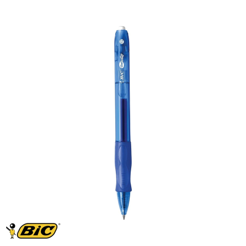 Birotica papetarie - Roller gel retractabil Bic Velocity Clic, cerneala albastra, corp translucid cu grip, pentru birou si scoala