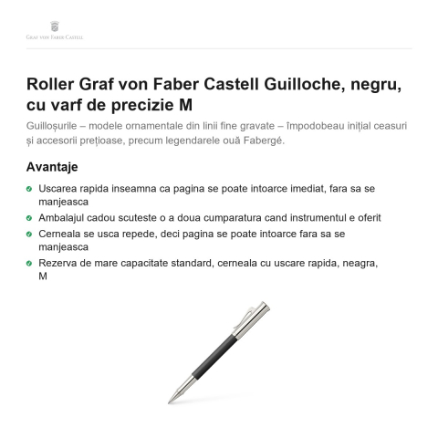 Roller Graf von Faber Castell Guilloche, negru, cu varf de precizie M [1]