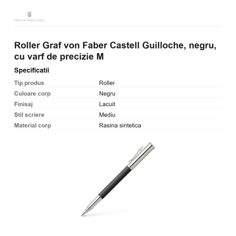 Roller Graf von Faber Castell Guilloche, negru, cu varf de precizie M [2]
