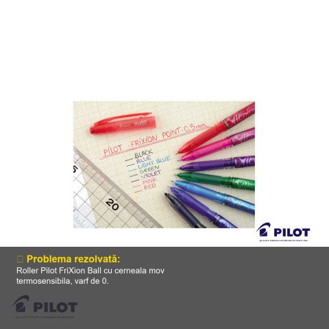 Roller Pilot FriXion Ball 0.5mm mov, cerneala termosensibila, scrie si sterge fara a deteriora hartia [3]